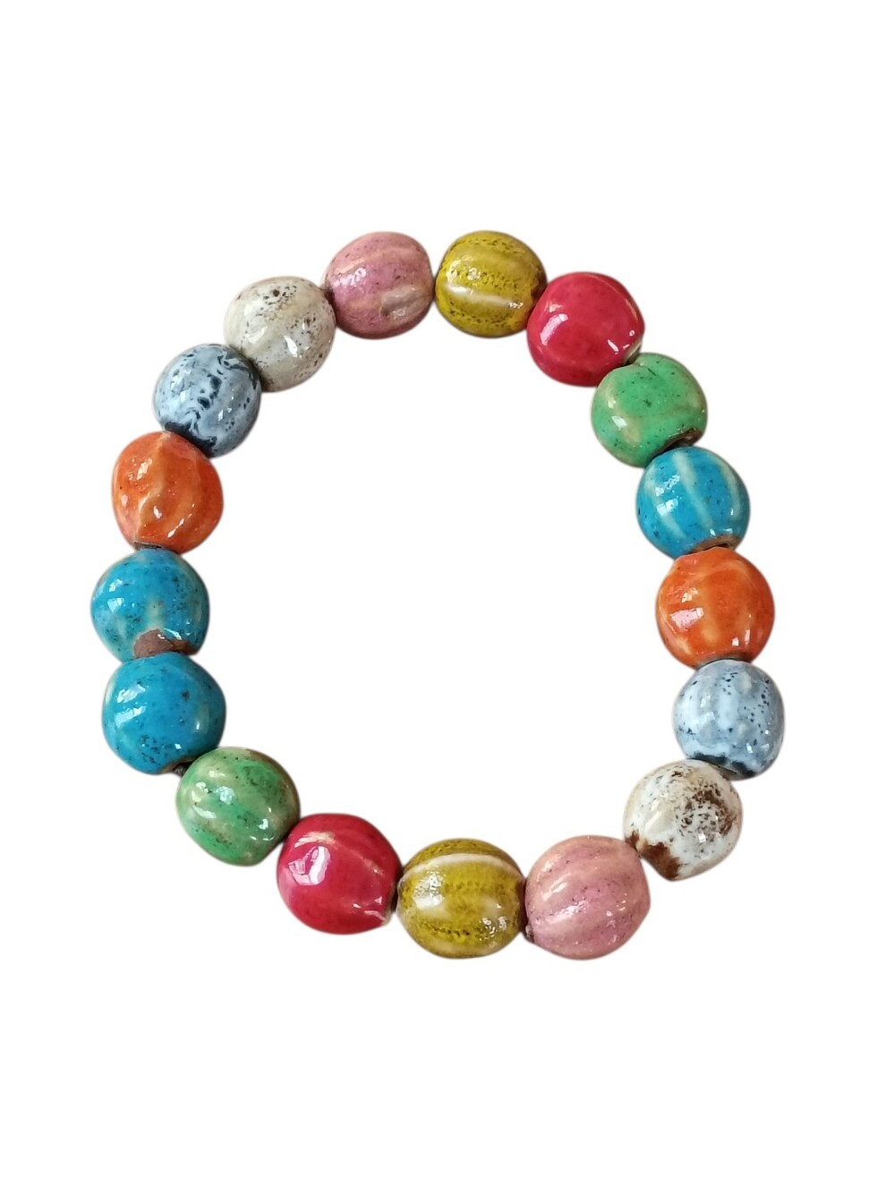 Ceramic Bead Elastic Bracelet Multicolor